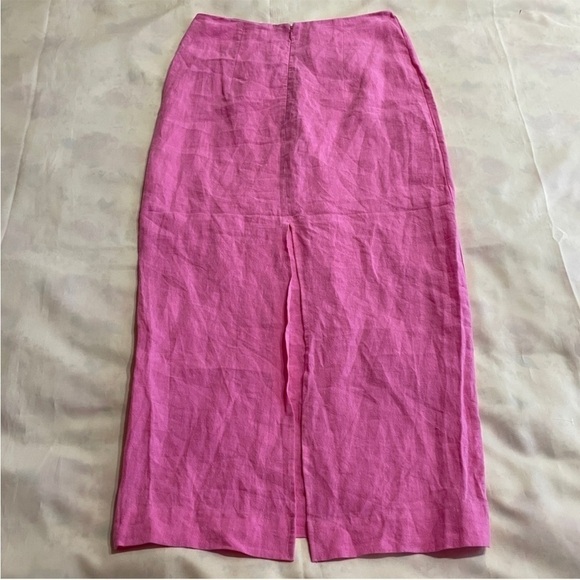 Natalie Rolt- Candy Pink Lilo High Waisted Linen Midi Skirt Size AU 3/ US 8 - Picture 6 of 11